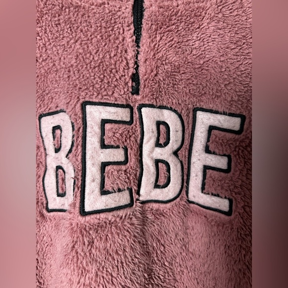 Bebe Sport Pink Sherpa Fleece Pullover Women’s XL 1/4 Zip Cozy Sweatshirt Jacket - Picture 5 of 8